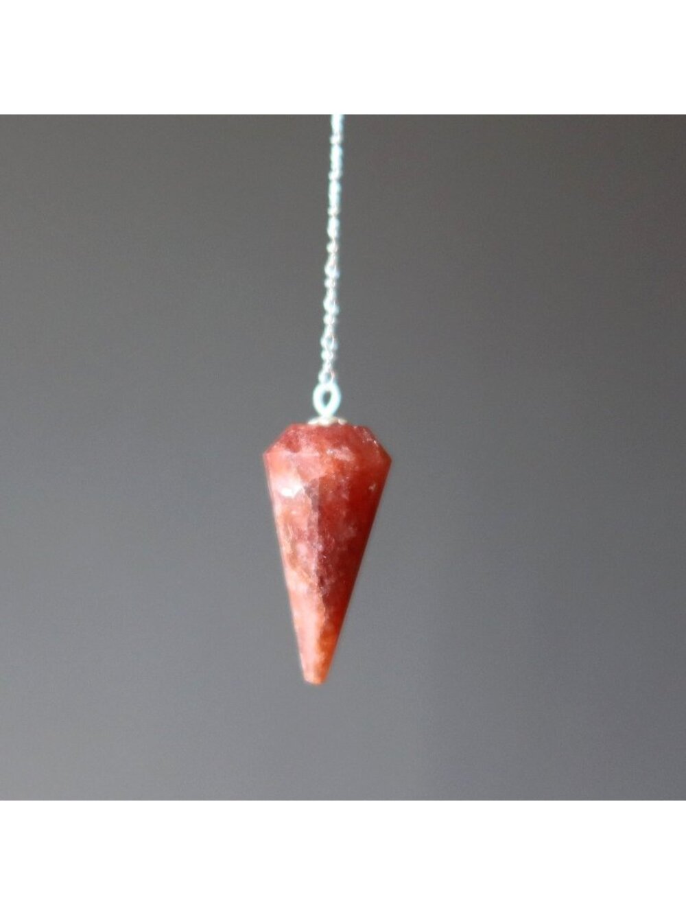Red Fire Quartz Pendulum Light the Way Sterling Silver Point Hematoid Dowsing